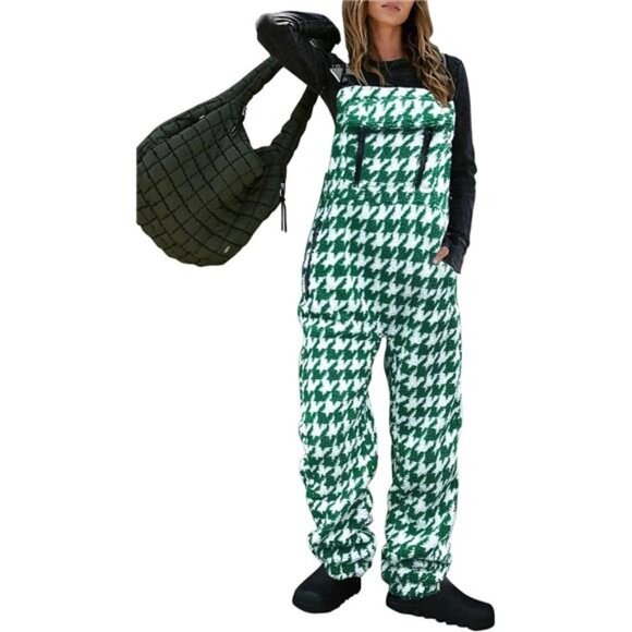 Women´s Fleece Overalls Adjustable Strap Loose Casual...